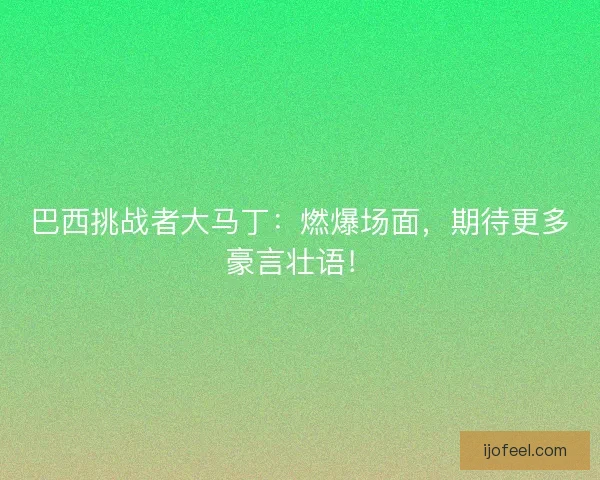 巴西挑战者大马丁:燃爆场面,期待更多豪言壮语! 巴西挑战者大马丁:燃爆场面,期待更多豪言壮语!